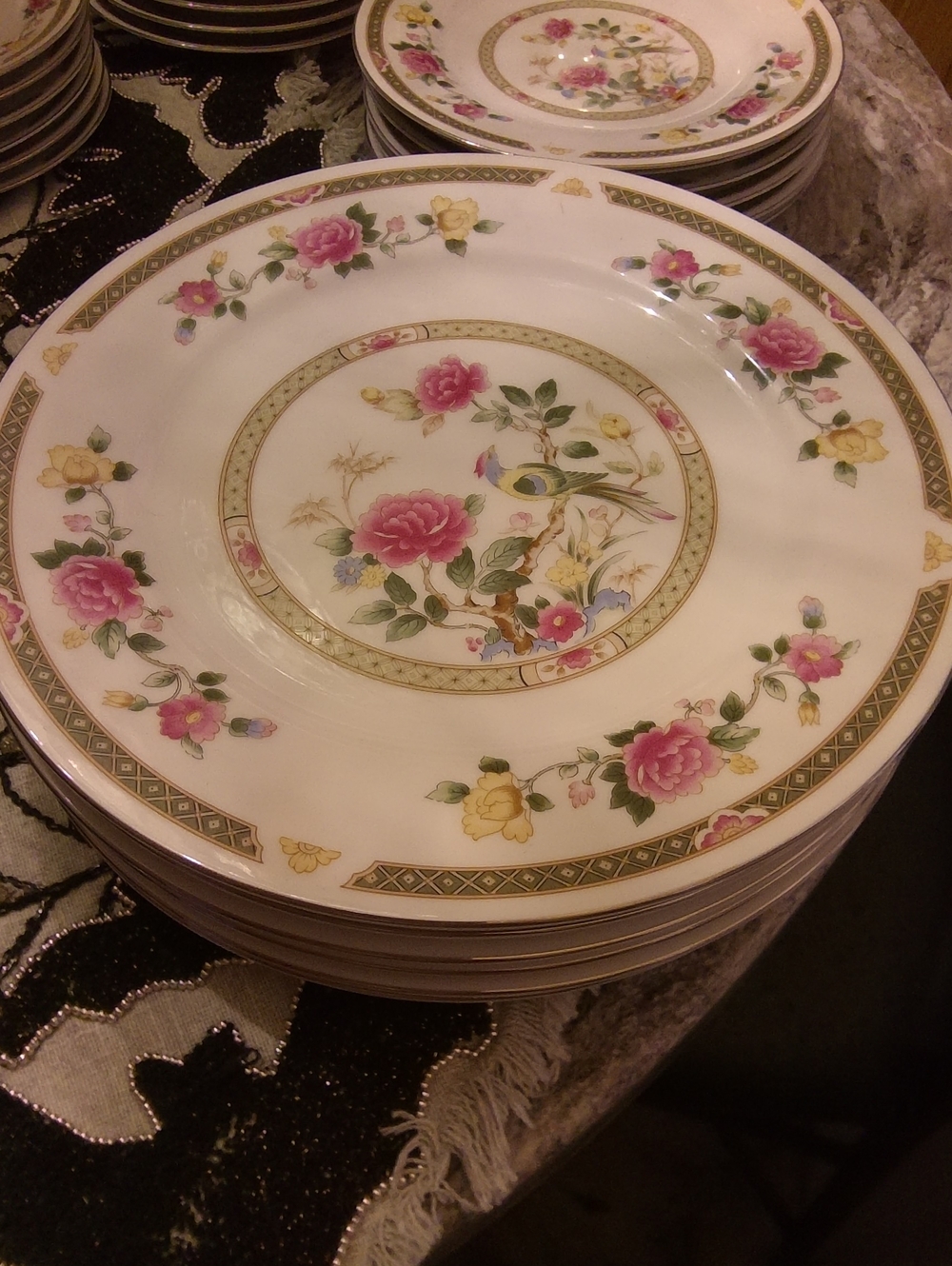 Floral Porcelain Dinner Plate - Pink and Yellow
